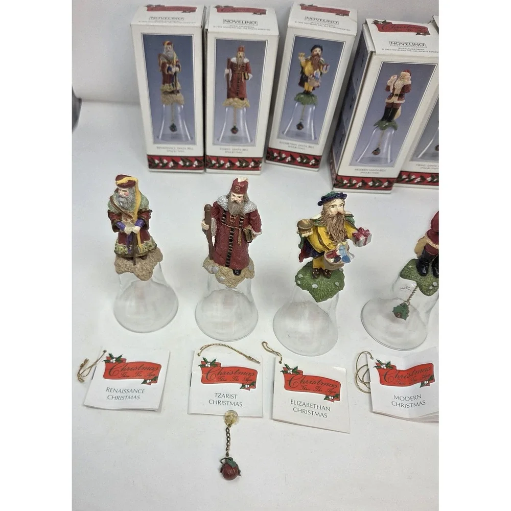 1992 Novelino Santa Bell Lot Christmas Thru The Ages Set of 6 in Boxes
